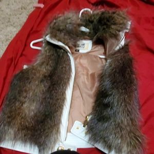 Brand new never worn girls leather and faux fir ve